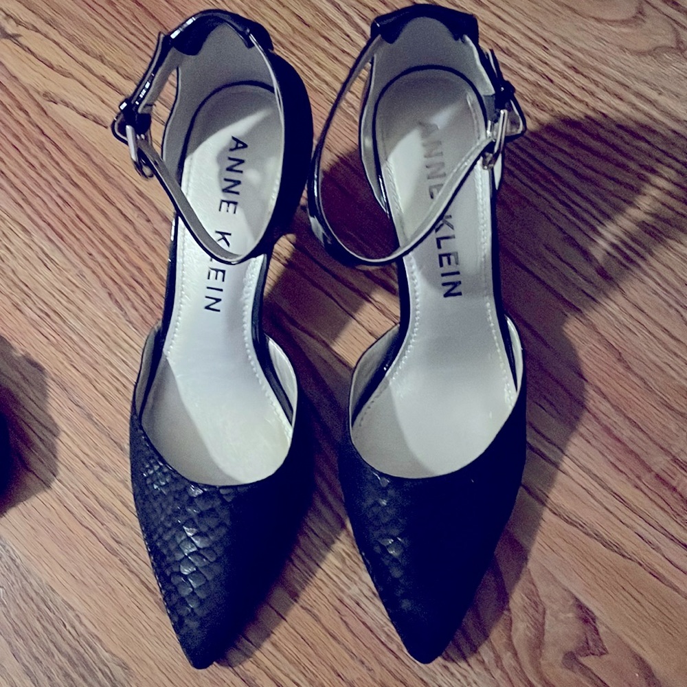 Anne Klein Kitten Heel Mary Jane Pump (Patent Leather,  and Snake Skin)